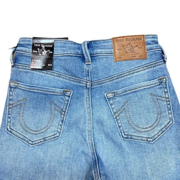 True Religion Starr Jeans Mid Rise Cropped Straight Button Fly‎ Light wash - Picture 12 of 12